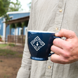 12oz Sand Carved Logo Mug - Gloss Blue