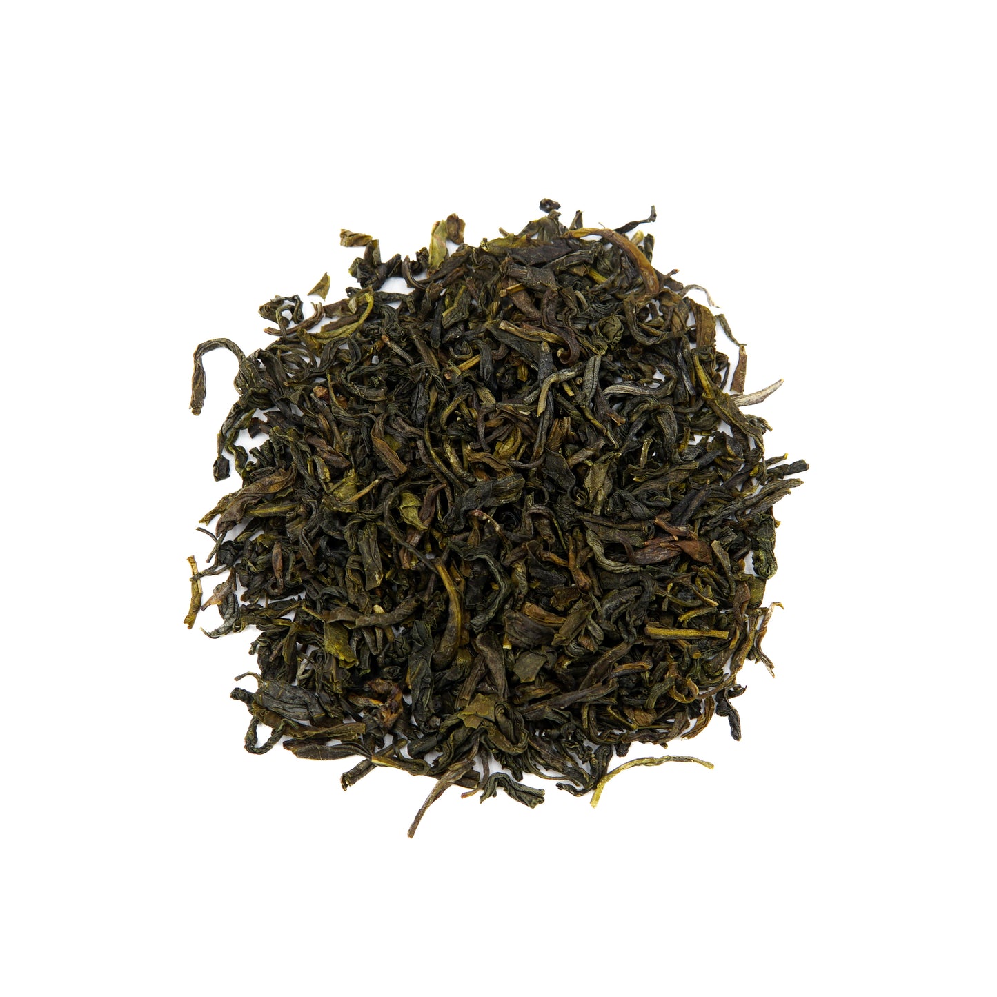 Jasmine Green 40 Serving Loose Leaf tea by Piper and Leaf Tea Co., part of the Heritage Collection, is artfully spread out on a white background.