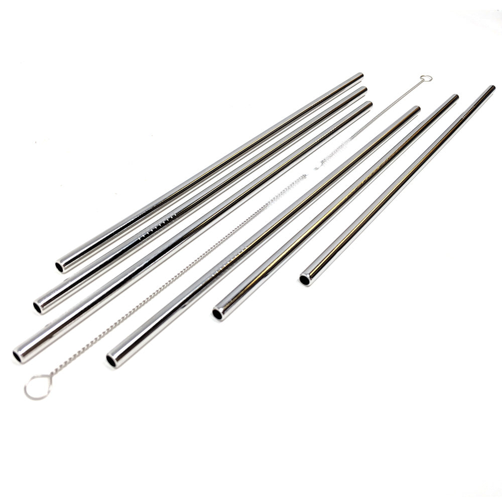 A set of Piper & Leaf Tea Co. Reusable Metal Straws, perfect for eco-friendly sipping, photographed on a clean white background.